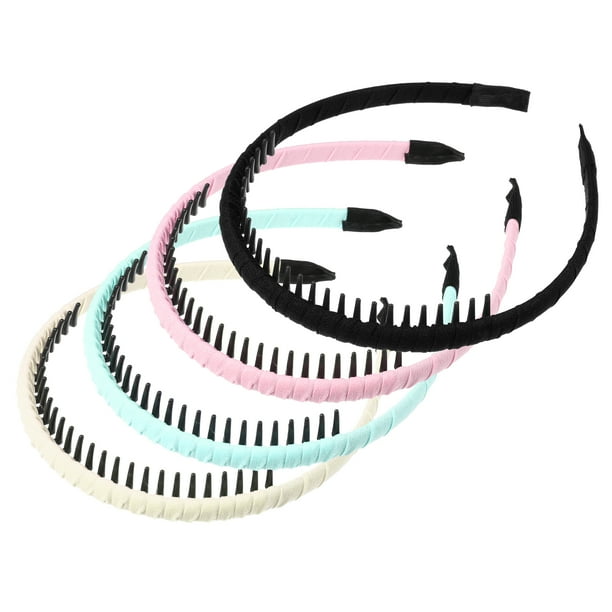 Diademas con peine de dientes Unique Bargains 4 Uds. antideslizantes verde rosa beige negro