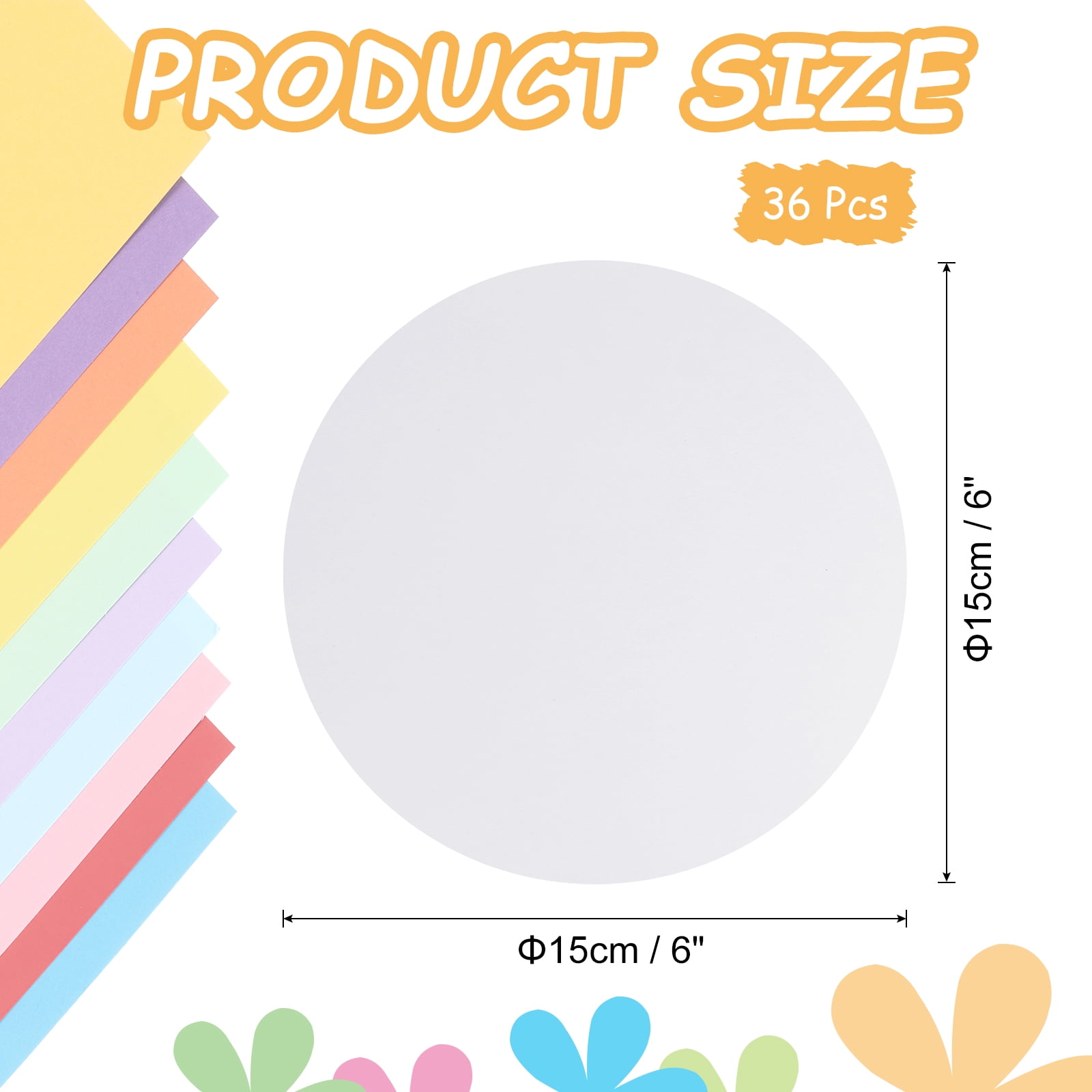 Uxcell Circle Kraft Paper, Round Shape Cardstock Paper Circle Bulletin Board for Art Supplies, Origami, Paper Crafting White 6 x 6 Inch