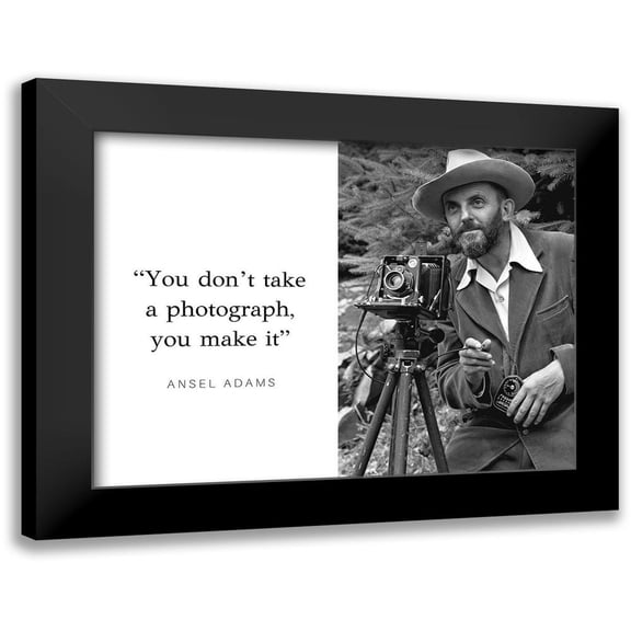 ArtsyQuotes 14x12 Black Modern Framed Museum Art Print Titled - Ansel Adams Quote: Make It