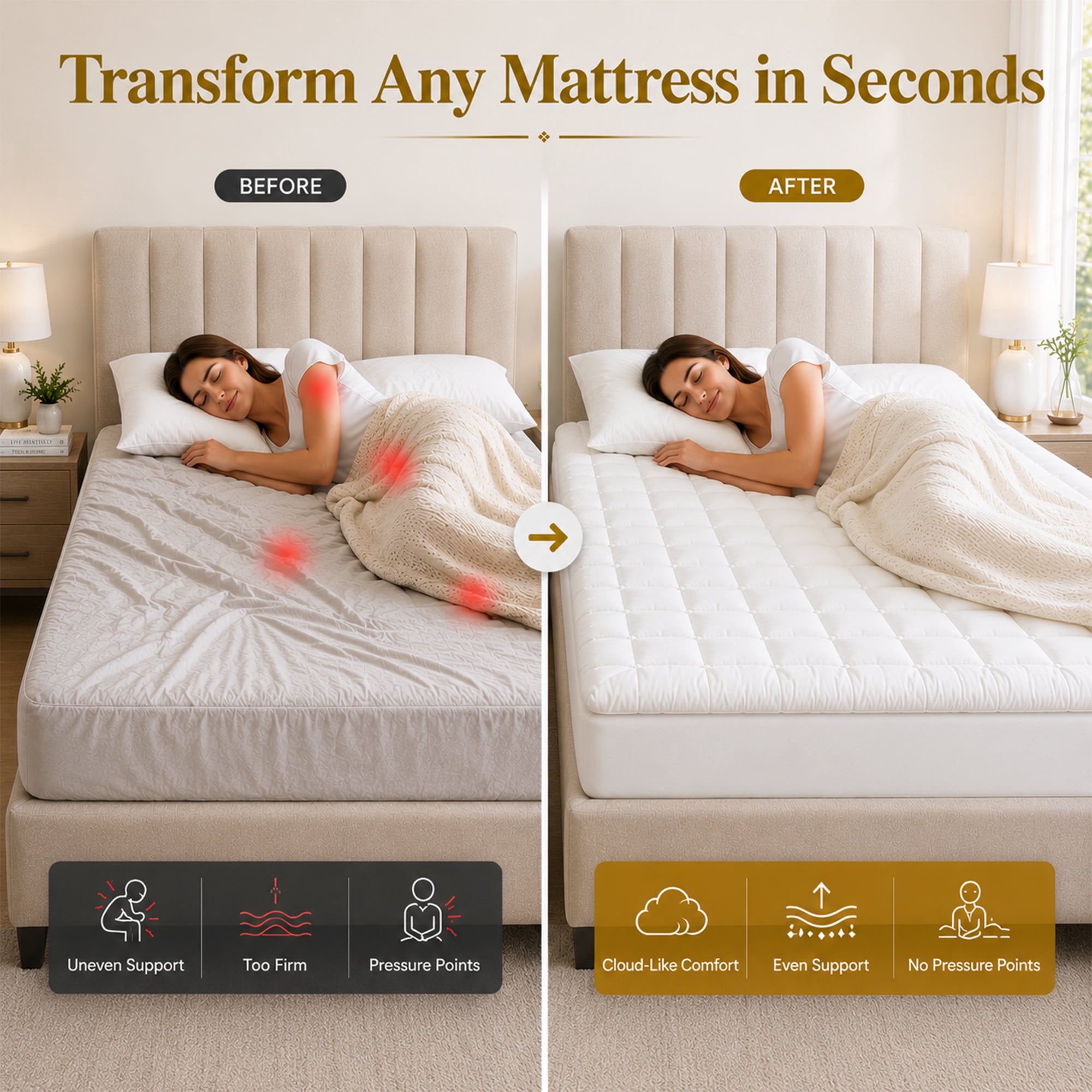 Continental Sleep, Quilted Fitted Mattress Pad – Fitted Elastic Quilted Protector, Cover Stretches up to 18 Inches Deep Pocket - Machine Washable Topper, Twin, White