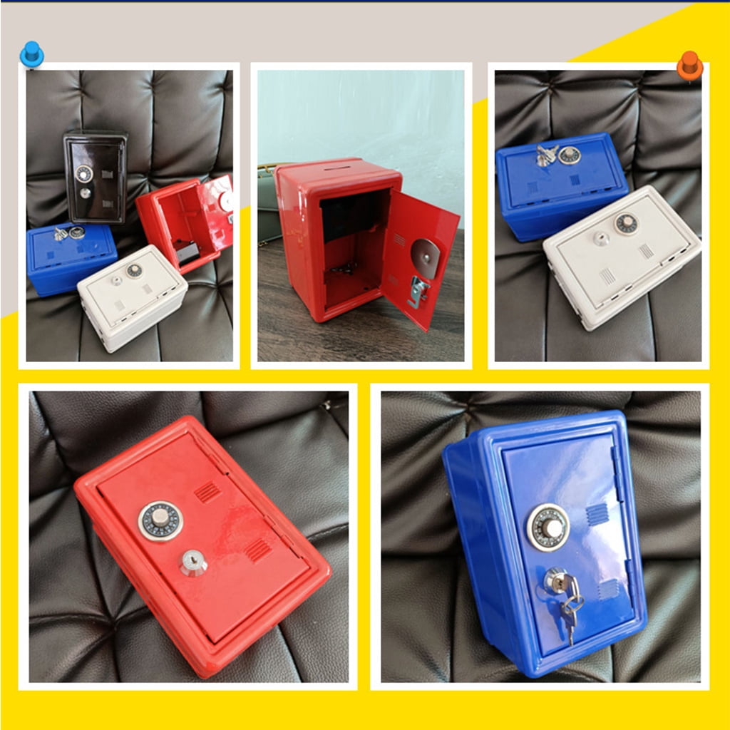 Mini Metal Coin Bank Locker with Keys Kids Money Saving Jar Security Safe Box