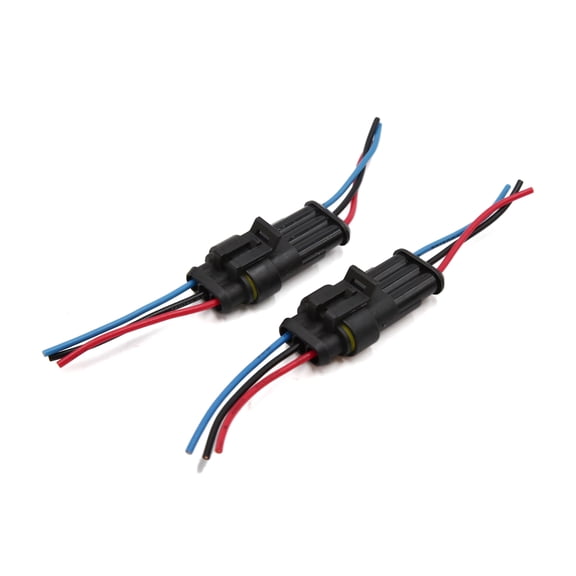 Unique Bargains 2Pcs 3 Pin Way Car Auto HID Electrical Wire Waterproof Connector Socket Black