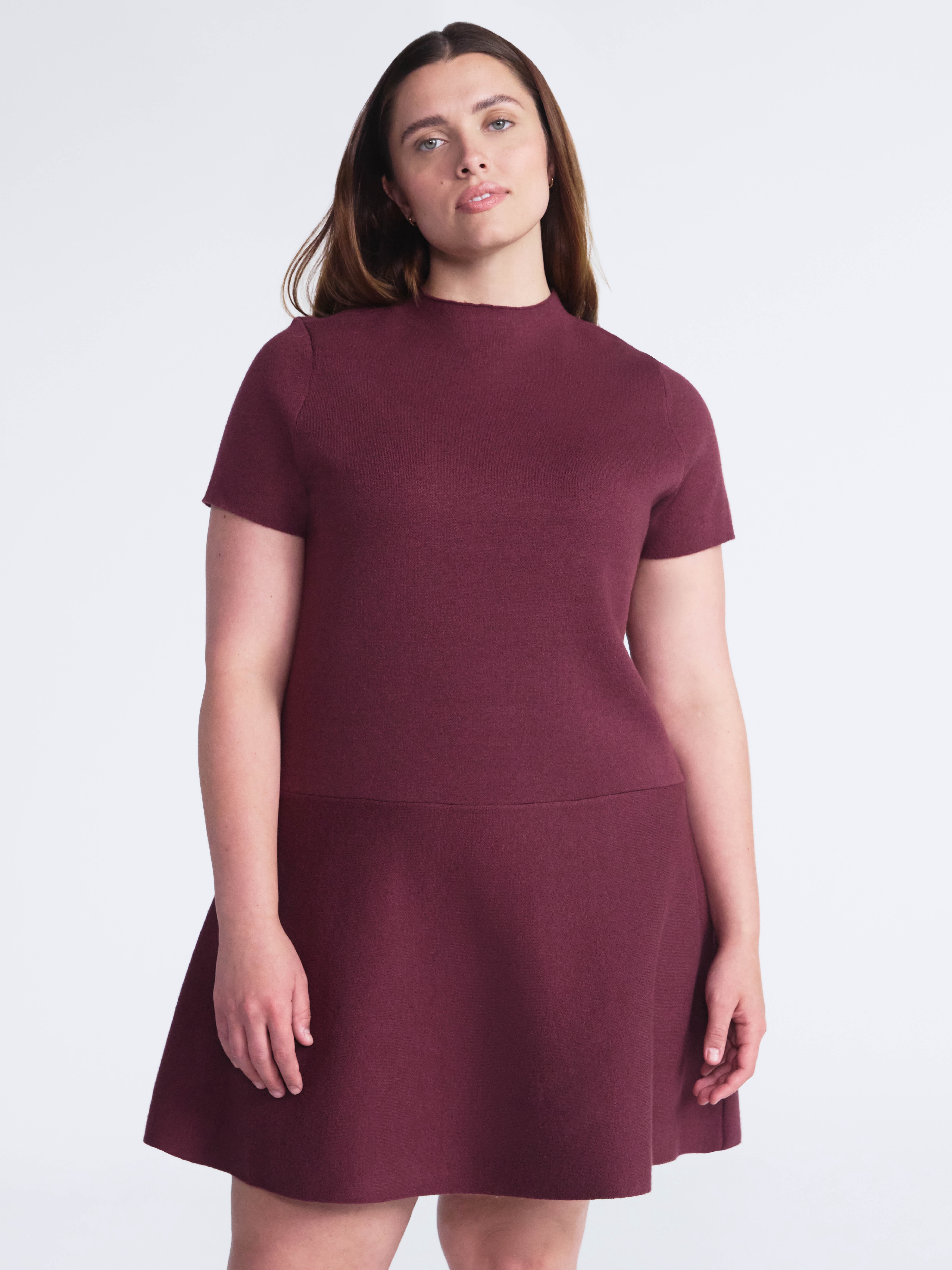 Scoop Women's and Women’s Plus Fit and Flare Jacquard Sweater Dress, Sizes XS-4X