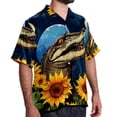 thumbnail image 2 of Crocodile Starry Sky Sunflower Men's Short Sleeve Spread Collar Poplin Button Down Casual Printed Summer Beach Unisex Shirts, 2 of 6
