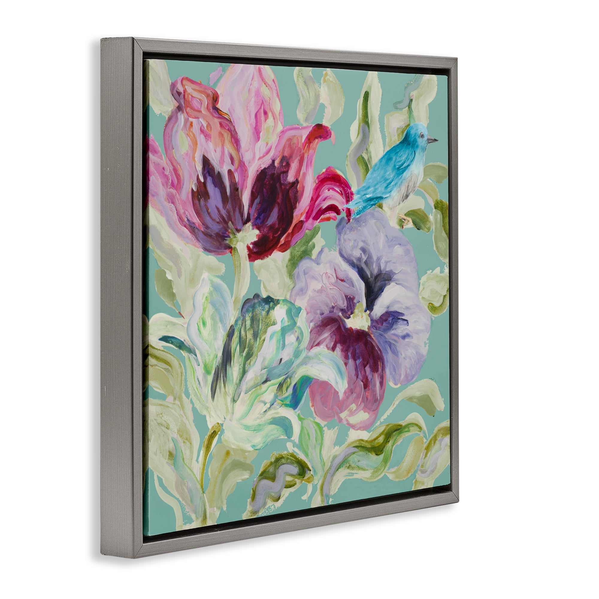 Stupell Industries Lyrical Garden Strokes Gray Framed Floater Canvas Wall Art, design by Lanie Loreth