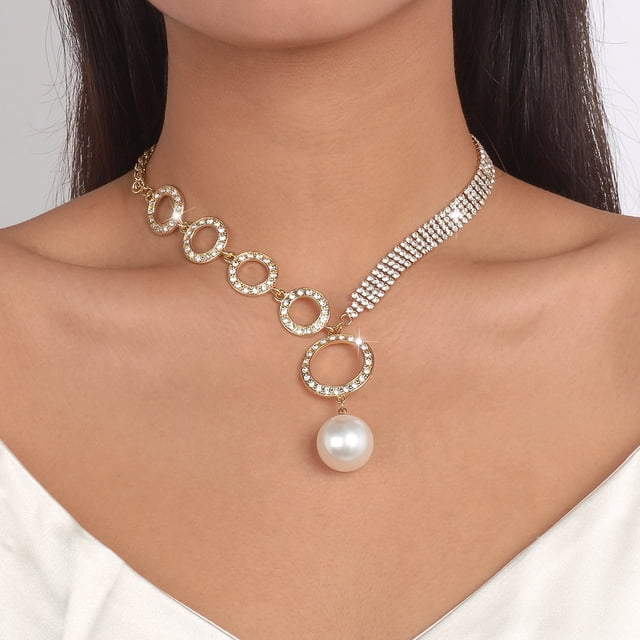 Collar de cadena con garras de estilo europeo y americano con borlas de diamantes de imitación, cadena de cuello de lujo ligera, collar elegante personalizado para cenas y fiestas