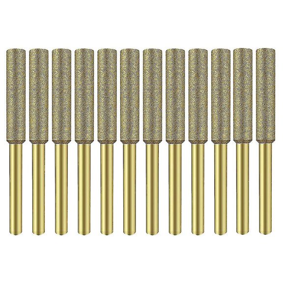12pcs Burr Grinding Stone File 4.0mm Titanium Plated Diamond Kit