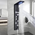 thumbnail image 2 of LED Shower Panel Tower Rain Massage System with 4 Massage Jets Stainless Steel Bathroom Shower Panel Tower System Waterfall Rainfall Shower Tower Black, 2 of 11