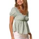 thumbnail image 4 of INSPIRAR CHIC Blusa de Peplum para Mujeres con Mangas Cortas y Cuello Corazón, Fruncida, Floral, Talla XS, Verde Claro, 4 of 6