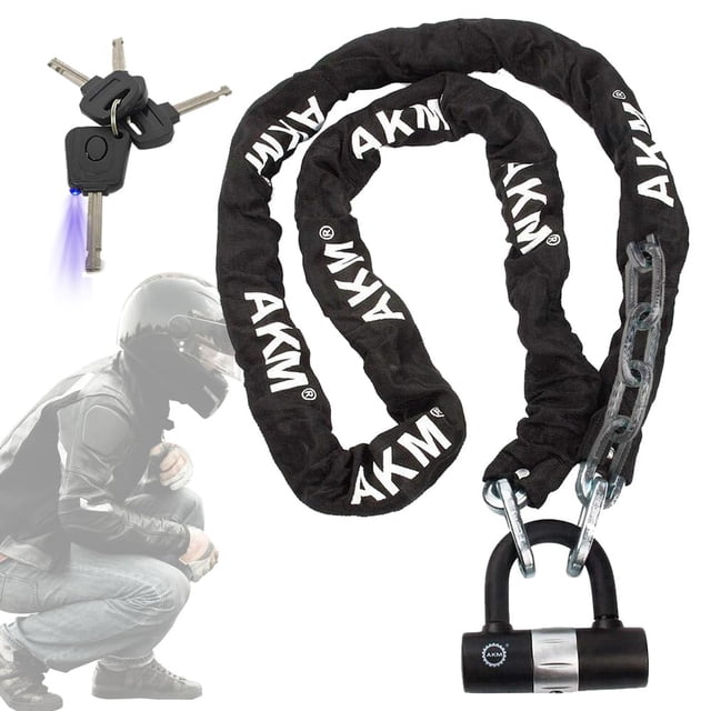 AKM - Candado para motocicleta de 6.5 pies/200 x 10 mm de grosor, antirrobo, resistente con 4 llaves