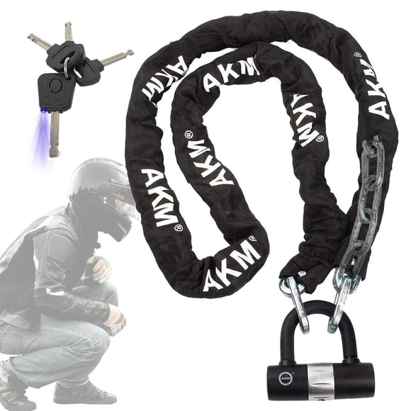 AKM - Candado para motocicleta de 6.5 pies/200 x 10 mm de grosor, antirrobo, resistente con 4 llaves