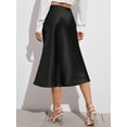 thumbnail image 5 of Zeagoo Women Satin Skirts for Women Silk Midi Length Skirt High Waist Solid Skirts Elegant, 5 of 6