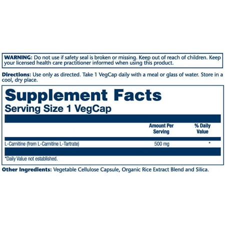 Solaray L-Carnitine 500 MG Capsules, 30 Ct