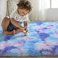 thumbnail image 2 of YJ.GWL Soft Shaggy Area Rug, Purple and Blue, 3" x 5", 2 of 7