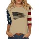 thumbnail image 2 of Camisetas de Manga Corta para las Mujeres Día de la Independencia Patriótica Impresa 3/4 Manga Cuello Redondo, Camiseta Casual para Diarios Y Festivales, 2 of 5
