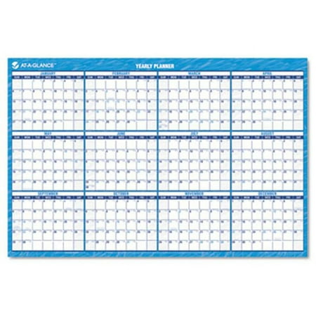 At-A-Glance PM20028 Reversible/Erasable Horizontal Format Dated Yearly Wall Planner 36 x 24