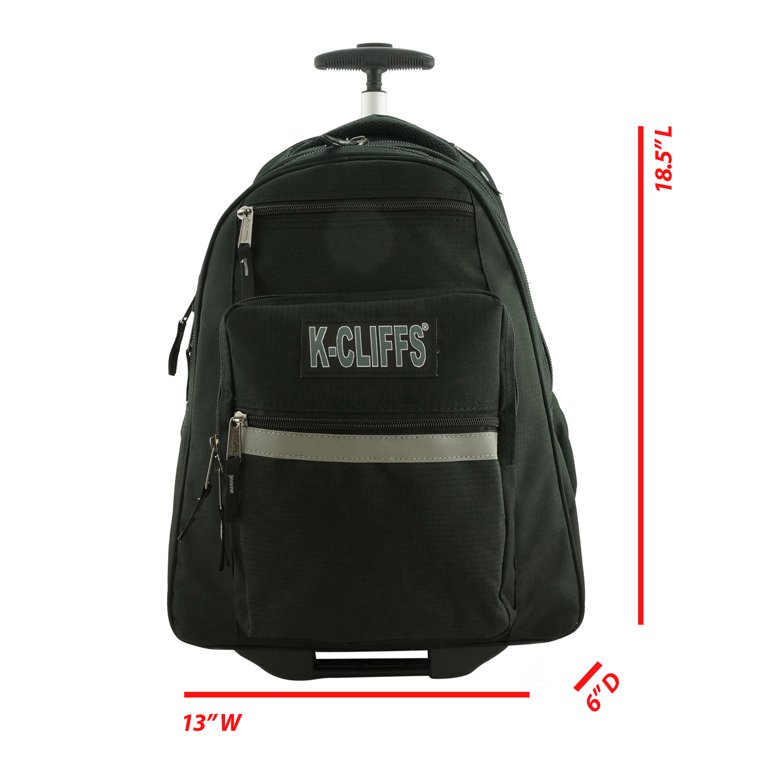 K cliffs Heavy Duty Rolling Backpack School Backpack with Wheels Deluxe Trolley