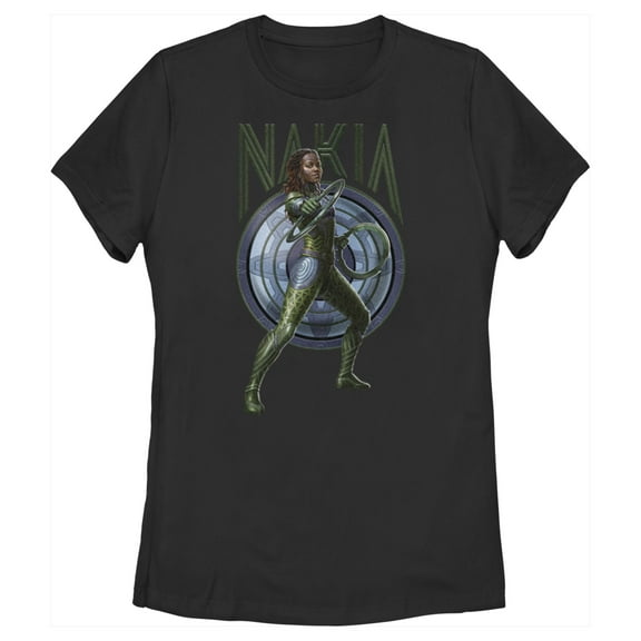 Women's Black Panther: Wakanda Forever Nakia Shield  Graphic Tee Black Medium