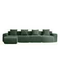 thumbnail image 5 of Newest Modern L-Shape Velvet Sectional with Ottoman & Throw Pillows for Large Living Room & Family Room, Green, 5 of 17