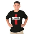 thumbnail image 3 of Saved Hashtag Religious Christian Crewneck T Shirts Boy Girl Teen Brisco Brands X, 3 of 6