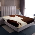 thumbnail image 5 of YST Cowhide Full Sheets Brown Beige Cow Printed Bed Set, Wildlife Hair Bed Sheets Set Western Aztec Sheet Set, Cowboy Cowgirl Bedding Set, 5 of 6