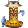 thumbnail image 1 of Comedero solar para pájaros, Comederos colgantes para pájaros salvajes, Luz de jardín con energía solar de cobre hueco para trabajo pesado al aire libre, Bandeja de semillas para pájaros. Afortunado Sencillez, 1 of 5