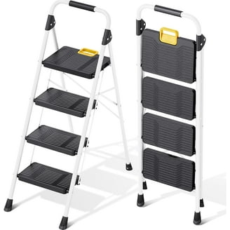 4-Step Folding Step Ladder - 800LB Capacity Heavy Duty Foldable Stool With Handrails