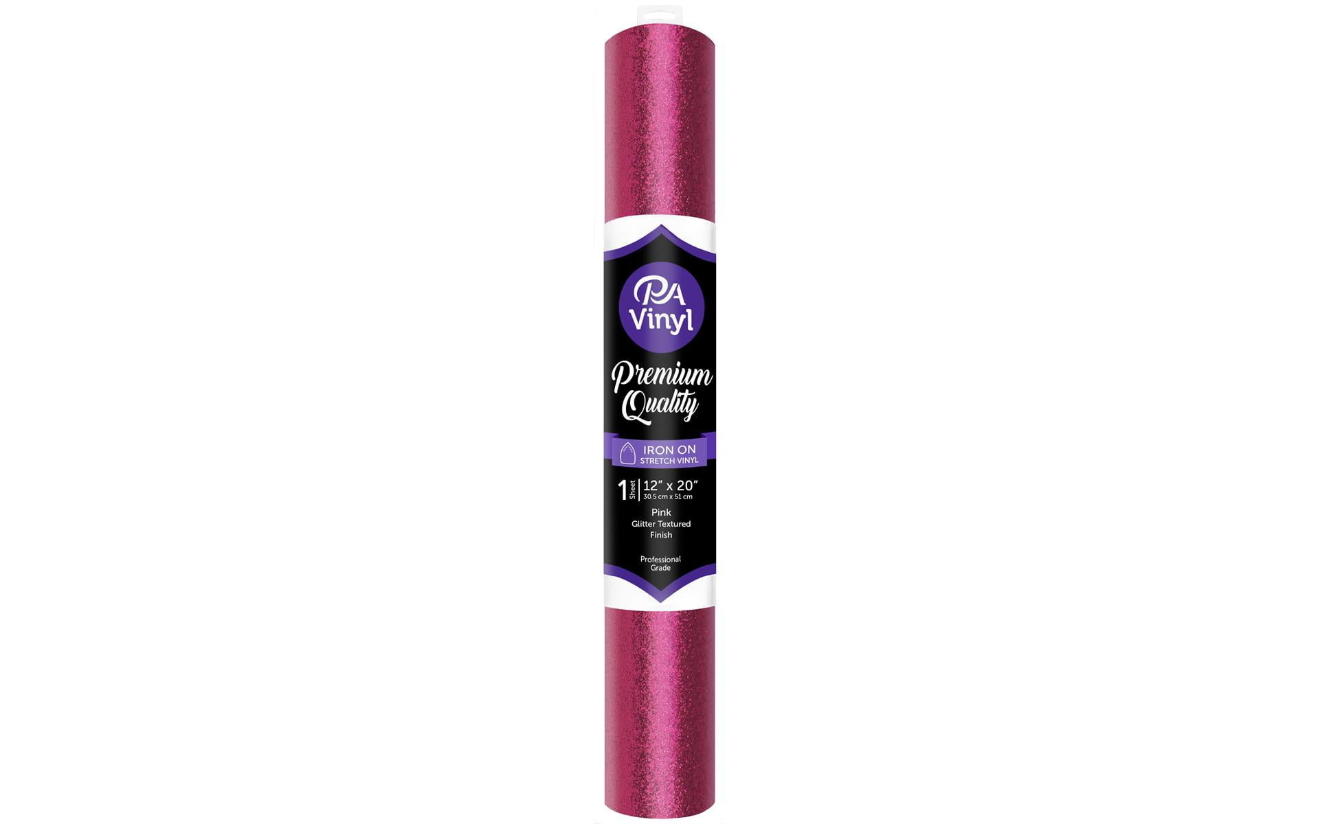 Iron On Vinyl 12x20 Roll Stretch Glitter Txt Pink