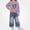 Purple, variant on DJDLJWCJ 2 Piece Girls Casual Outfit Sets Cute Print Long Sleeve Crewneck Sweatshirt Elastic Waist Wide Leg Pants Set Pink Size 6M
