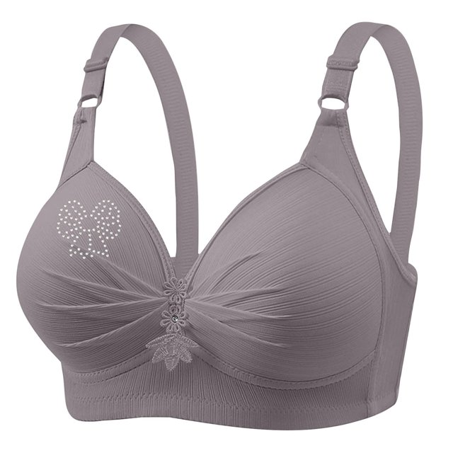 Wireless Bras for Women No Underwire, No Underwire Adjustable Full Coverage Supportlette Plus Size, Gray XS-4XL,