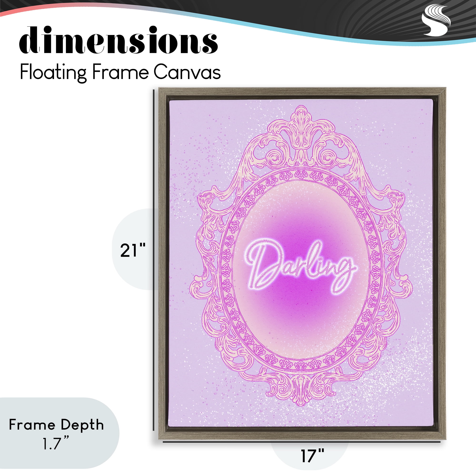 Stupell Industries Darling Ornate Mirror Brown Framed Floater Canvas Wall Art, design by Ziwei Li