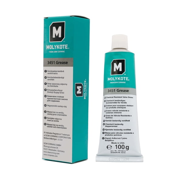 Molykote 3451 Lubricant Grease for Bearing Lubrication Chemical Resistant Pump Electrical Cable Heavy Load Carrying High Speed Fluorosilicone Oil Based from Dow Corning 100g Tube