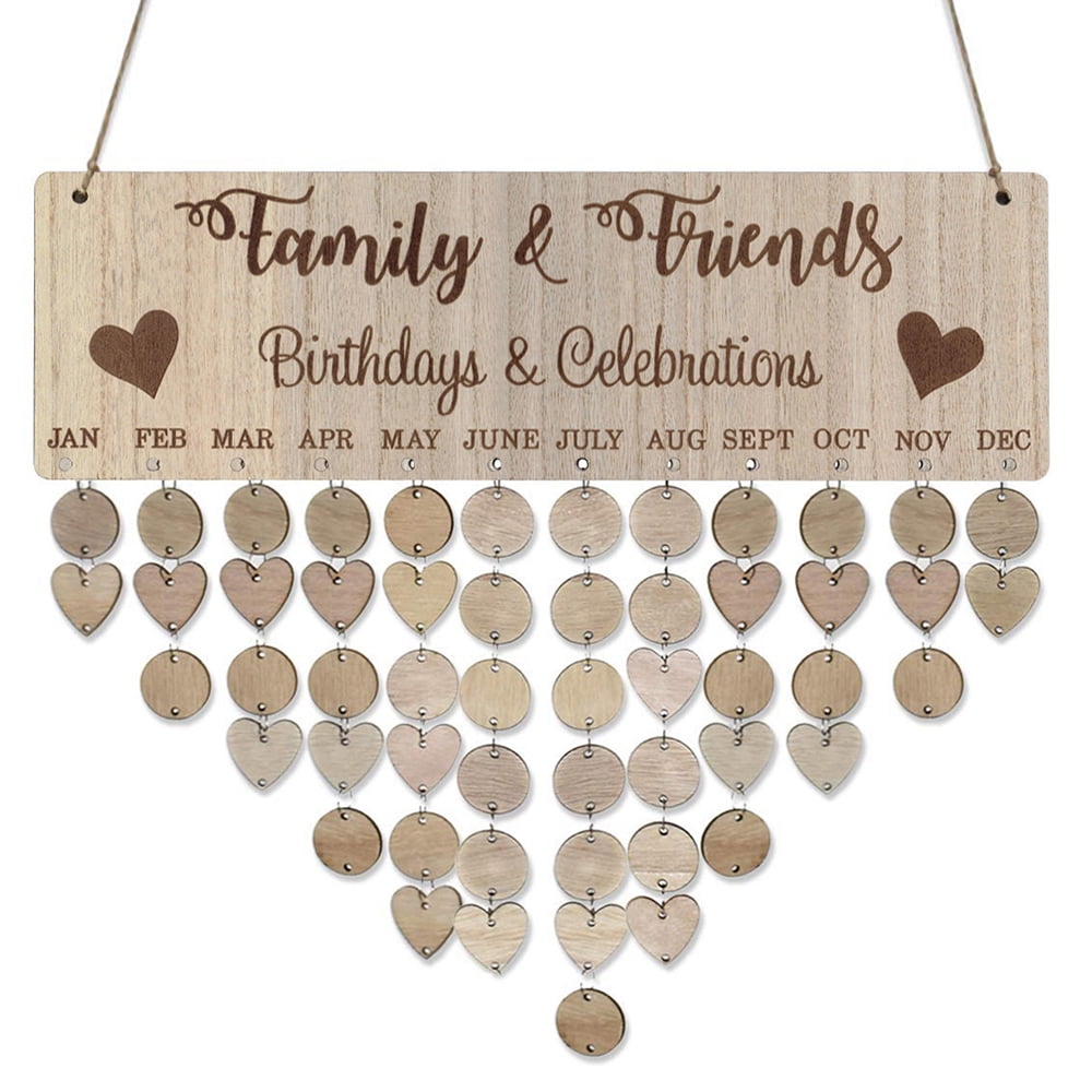 Wooden Calendar Board Sign Family Celebration and Birthday Reminder DIY