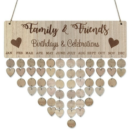 Wooden Calendar Board Sign Family Celebration and Birthday Reminder DIY Wood Craft for Home (Best Electronic Calendar For Families)