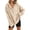 Beige, variant on Womens Fashion Oversized Long Sleeve Hoodie Button Down V Neck Sweatshirt Side Slit Casual Pullover Tops