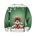 thumbnail image 4 of MAIHAN-Kids Christmas Crewneck Sweatshirt, Boys Girls Winter Warm Top with Christmas Print, Cozy Pullover for Ages 3-14 Years, Autumn Winter Warm Top(Light Green4,5-6Years), 4 of 5