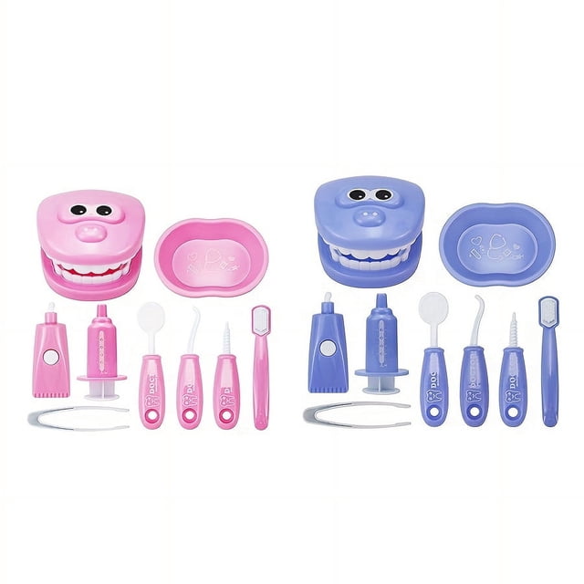 CHUANK 9pcs Dentist Check Tooth Model Set Youngsters Dentist Kit Pretend Educational Role-Playing Learning Toy Set for Boys Girls