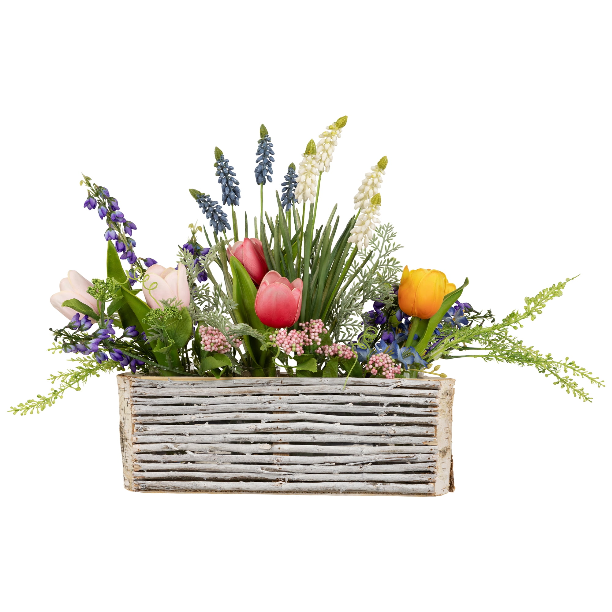 Northlight Wooden Log and Twig Flower Box Planters - 11.75" - Set of 2