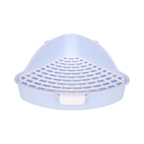 Caja de arena para conejos medianos, orinal triangular, inodoro para animales pequeños. Azul