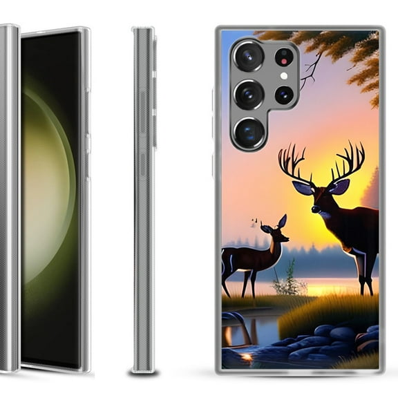 Slim-Fit Fashion Phone Case for Samsung Galaxy S23 Ultra, by OneToughShield ® - Deer Sunset