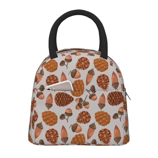 Balery Pinecone Autumn Pattern Bolsa de Almuerzo para Mujeres, Caja de Almuerzo, Bolsa de Almuerzo Pequeña Impermeable, Tote de Almuerzo Reutilizable con Gran Capacidad