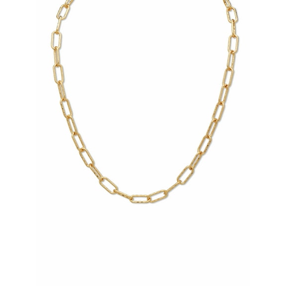 PalmBeach Jewelry Gold Ion-Plated Stainless Steel Hammered Paperclip Necklace 20 Inch