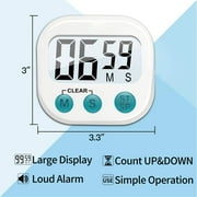 1Piece Multi-Function Electronic Timer, Kitchen Timer, Stopwatch Count Up and Down,Management Timer, Suitable for Kitchen, Study, Work, Exercise Training, Outdoor Activities(White)