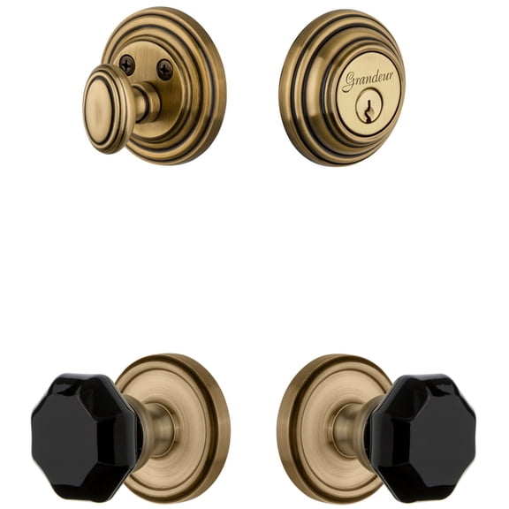 Grandeur Geolyo_Sp_Eset_238 Georgetown Solid Brass Rose Single Cylinder Keyed Entry
