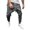 Grey, variant on Men Harem Pants Solid Color Ankle Tied Streetwear Hip Hop Double Layer Running Baggy Pants for Jogging