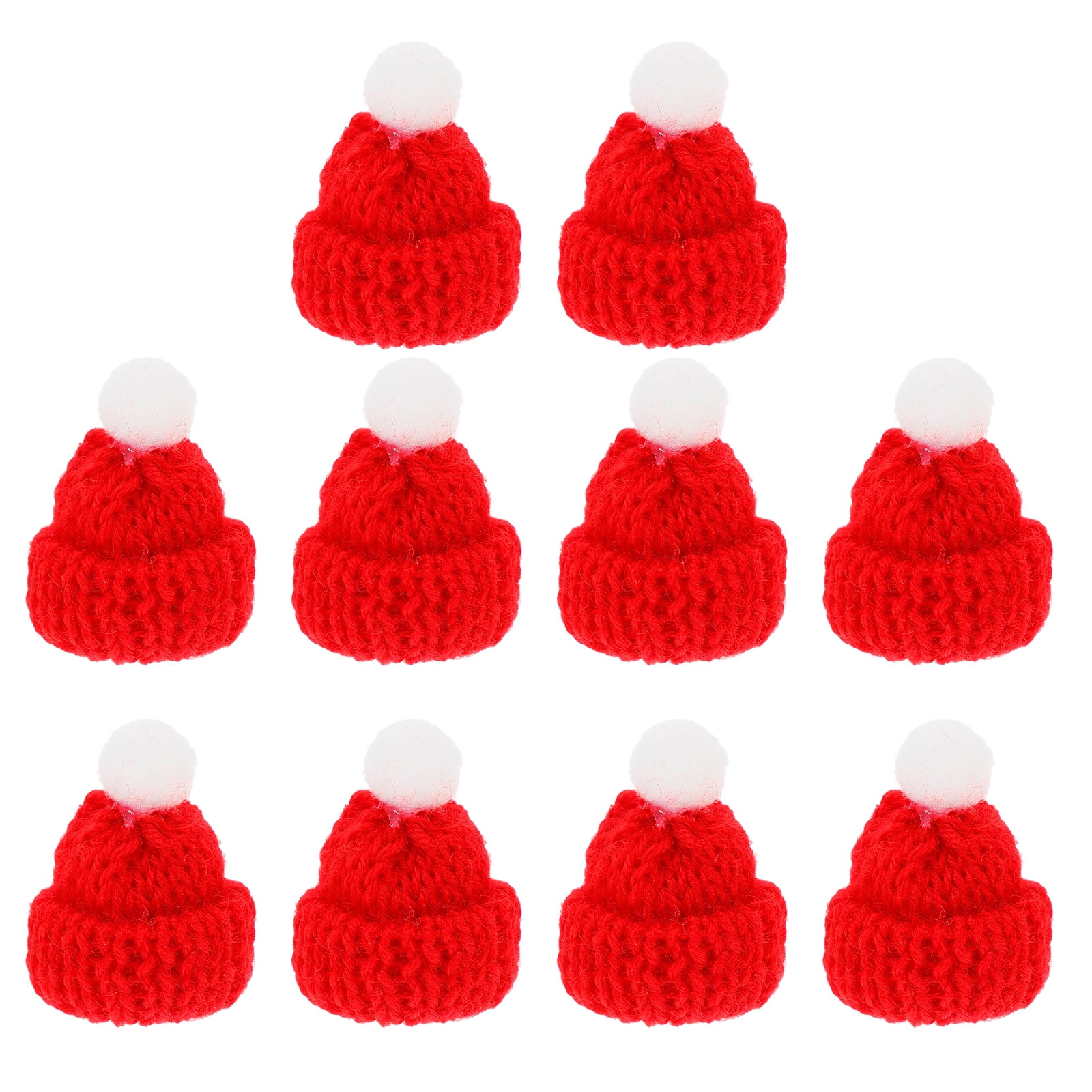 santa green 5 miniature knitted christmas hats
