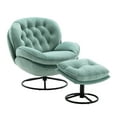 thumbnail image 5 of Anysun Accent Swivel Chair with Ottoman for Living Room - Velvet Reading Chairs Set - Tufted Recliner Chairs with Swivel Base for Nursery - Teal, 5 of 10