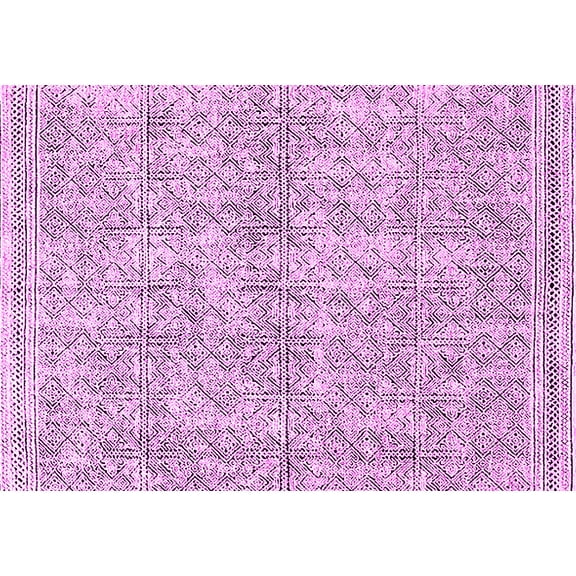 Ahgly Company Indoor Rectangle Oriental Pink Industrial Area Rugs, 4' x 6'
