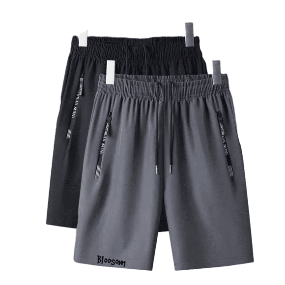 2 Pcs Short Bloosom Cómodo Suelto Ejercicio Correr Gym Para Hombre Talla XXXL Negro y Gris