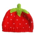 thumbnail image 3 of Gorro de fresa tejido, gorro informal de ganchillo para mujer, chica decorativa, fruta roja, ligero, hecho a mano, gorro de fresa, gorro cálido de, 3 of 8